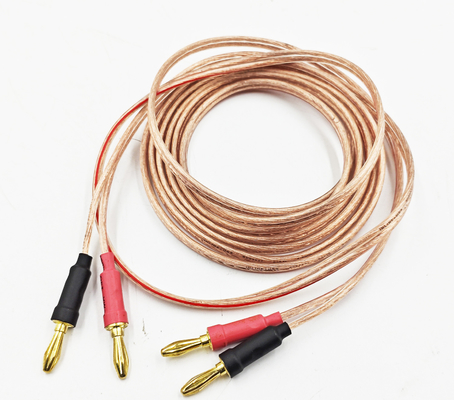 Transparent 14Ga Gauge Banana Wire for Bi-Wire Bi-Amp HiFi Surround Sound 99.9% OFC Copper
