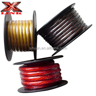 Soft PVC Jacket Low Voltage Cars 0 2 4 6 8 AWG Gauge Insulation Material PVC Car Audio Subwoofer Amplifier Power Cable