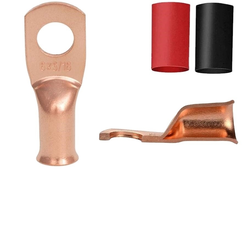 High Breaking Capacity Copper Ring Terminals for Battery Cable Ends AWG 2 4 6 8 10 Gauge