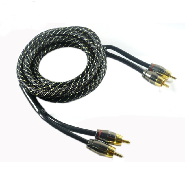 1 ft Silver OFC Copper Cable Double Shielded Car Audio Cable Interconnect With PVC Jacket