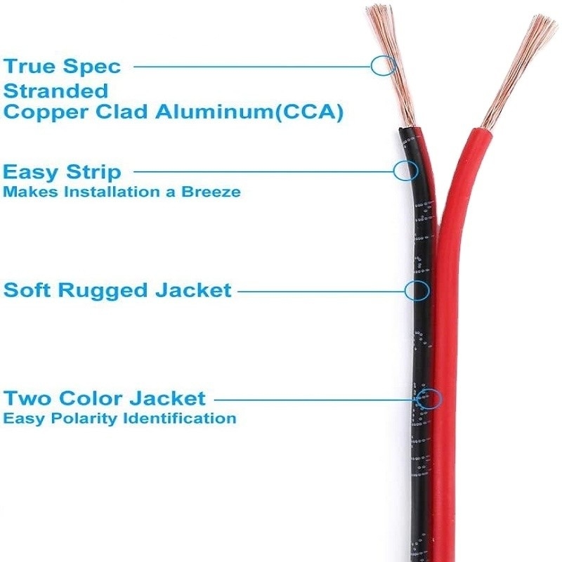 Flexible Wire Ext 2pin 2 Color Red Black Cable for LED Strips Extension Electrical Wire