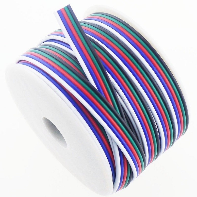 Flexible Wire Extension Cord for LED Ribbon 1618 Gauge PVC Jacket RGBW RGB 3pin 4pin