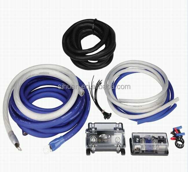 OFC Conductor 0 2 4 6 8 AWG Gauge GA Car Audio Cable Kit for Speaker System